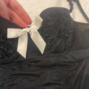 Elegant Black Lace Bustier with Bow